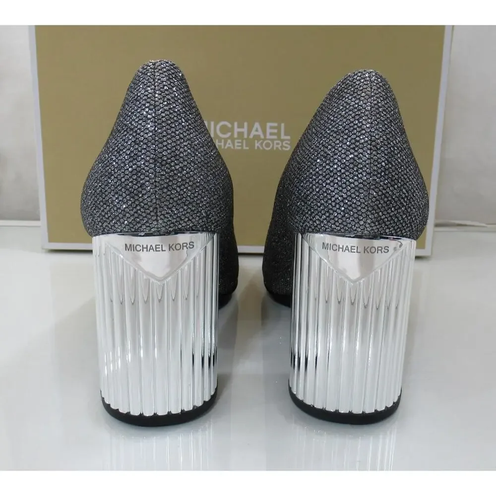 MICHAEL Michael Kors Porter Flex Dress Heels Pump Silver Glitter Size 7